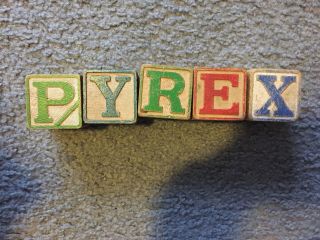 Vintage Wooden Blocks Spelling Out Pyrex Great For Display Item