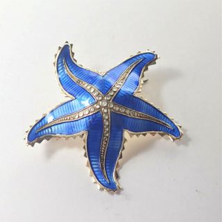 Norwegian Silver Enamel Starfish Brooch - Ivar T Holthe