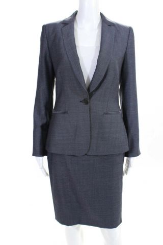 Giorgio Armani Womens Vintage Two Piece Skirt Suit Navy Blue Wool Size 4