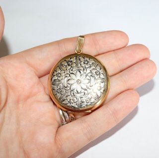 Vintage C50s Large 12k Gold Gf Locket Centre Forgetmeknot Mourning Rememberance