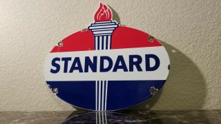 Vintage Standard Gasoline Porcelain Motor Oil Service Station Pump Plate Sign