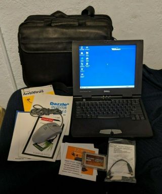 Complete Vintage Dell Inspiron 3800 Pentium Iii Laptop With Windows 98se