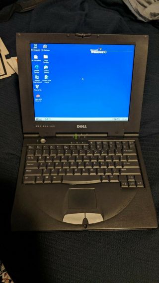 Complete vintage Dell Inspiron 3800 Pentium III laptop with Windows 98SE 2