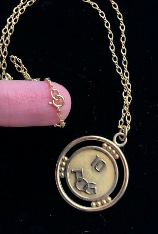 Vtg Lgb 10k Yellow Gold Pendant & Chain Necklace 18 " 10.  1 Grams M625