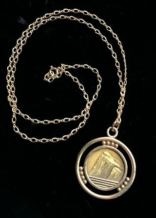 Vtg LGB 10k Yellow Gold Pendant & Chain Necklace 18 