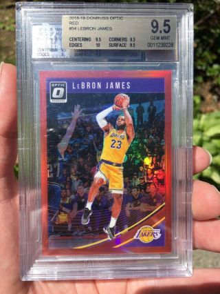 2018 - 19 Optic Lebron James Red Holo /99 Bgs 9.  5 True Gem Rare Lakers