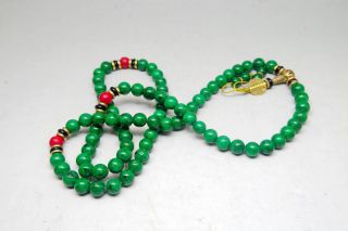 Chinese Tibetan buddhist chanting the Maya green jade beads hand string 35.  5 
