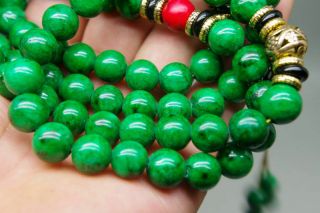 Chinese Tibetan buddhist chanting the Maya green jade beads hand string 35.  5 