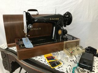 Serviced Direct Drive Heavy Duty Vtg Singer Sewing Machine Denim Leather 201 - 2