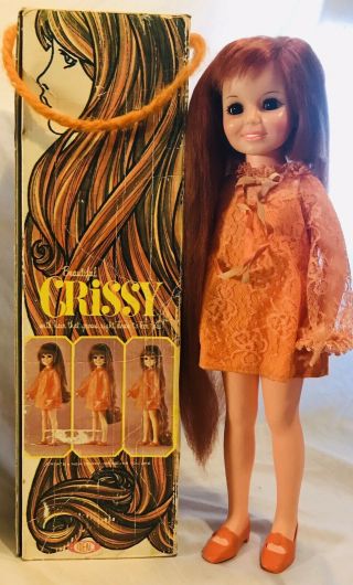 Vintage Ideal Crissy Grow Hair Doll Variation Rose Lace Dress Clothes Shoes Box
