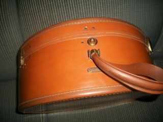 Vintage Samsonite Hat Box Vintage Luggage Train Case - Brown Leather