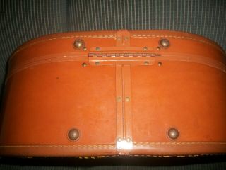 Vintage Samsonite Hat Box Vintage Luggage Train Case - Brown Leather 8