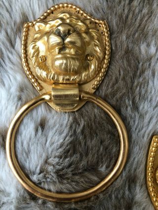VTG SHERLE WAGNER 24KGOLD PLATED LIONHEAD WALL TOWEL RINGS & TOILET PAPER HOLDER 2