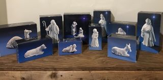 Vintage Avon 10 Piece Nativity Set White Porcelain In Boxes Christmas