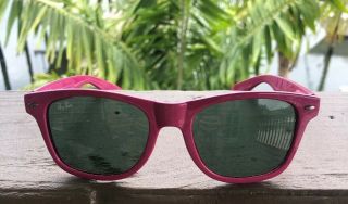 Vintage 80`s Ray - Ban 300 Wayfarer Neon Pink Sunglasses Italy