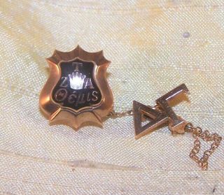 Vintage Zeta Tau Alpha Sorority 10k Gold Pin / Badge Delta Gamma Chapter Old