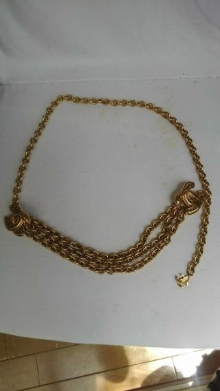 Authentic Chanel Vintage Belt Gold Chain Coco Mark Full L:31.  5 "