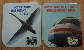 X2 Vintage Amtrak Trains All Aboard Amtrak Cardboard Sit - Up Display Signs