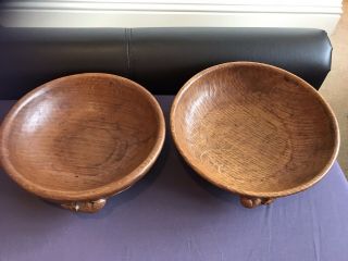 Robert Thompson Mouseman Solid Carved Oak Nut Bowl 2
