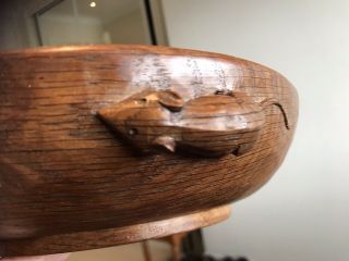 Robert Thompson Mouseman Solid Carved Oak Nut Bowl 3