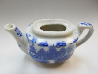 Vintage Blue Willow Transferware Child ' s Toy DishesTea Set - Oval Teapot w/o lid 2