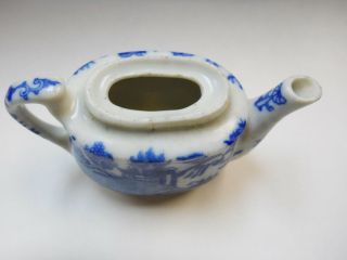 Vintage Blue Willow Transferware Child ' s Toy DishesTea Set - Oval Teapot w/o lid 4