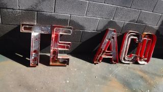 Vintage Texaco Gas Station Neon Letters From Mexico 20.  5 " Tall