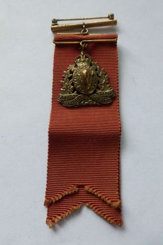 Vtg Victorian Obsolete Rcmp Badge Ribbon / Uniform Decoration Pin / Us
