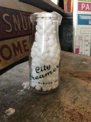 Vintage Elwood Indiana Ind In City Creamery Dairy Milk Bottle