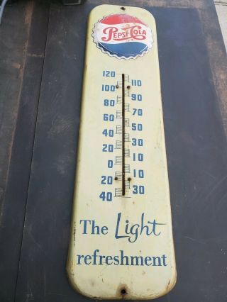 1956 Vintage Pepsi Cola The Light Refreshment Thermometer - Marked And Dated