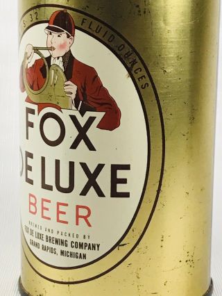Rare Grand Rapids Michigan Qt.  Fox Deluxe Brewing Beer Can Non IRTP Cone Top 7