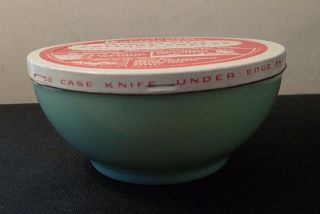 Vintage Fire King Cottage Cheese Jadeite Bowl With Tin Lid Golden State Ca