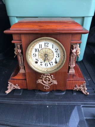 Antique Seth Thomas Chiming Mantle Clock & Paper Label