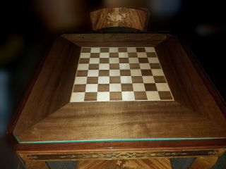 Vintage italian marquetry laquered game table roulette chess bckgammon inlaid 3