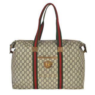 H55 Gucci Plus Authentic Sherry Webbing Travel Bag Shoulder Hand Tote Vintage