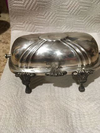 Vintage Footed Butter Dish.  Epoa Bristol Silver Plate