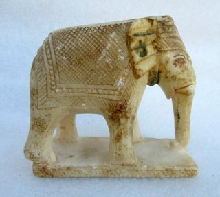 Vintage Old White Marble Hand Crafted Decorative Standing Elephant Figure Statue