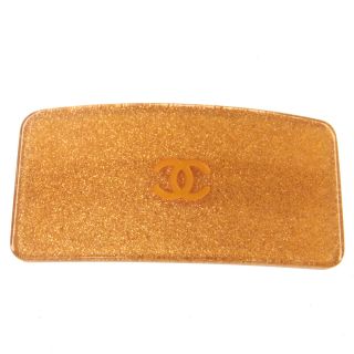 Authentic Chanel Vintage Cc Logos Glitter Plastic Hair Barrette Orange Jt06084c