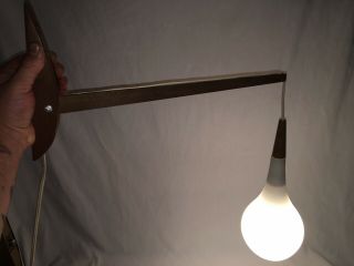 Holmegaard Scandanavian Wall Lamp Light Mid Century Modern Teak Swag 2