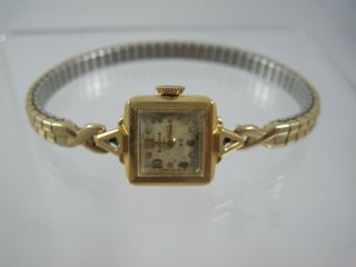Vintage 18k Yellow Gold Bulova 23 L6 Wrist Watch Women 