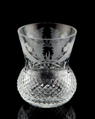 Edinburgh Thistle Whiskey Glass Cut Crystal Elegant Barware Scotland