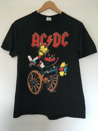 Vintage Ac/dc Hells Bells Metal Rock Band Tour Tshirt Shirt Rare 1990