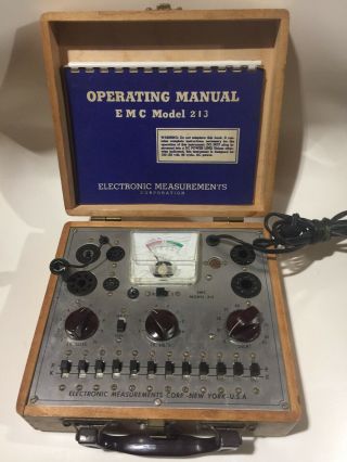 Vintage Tube Tester Emc - 213 With Nielsen Hartford Wood Case