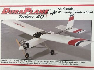 Vintage Duraplane Trainer 40 R/c Airpalne Kit With Ailerons/ Arf/nos/nib 1996