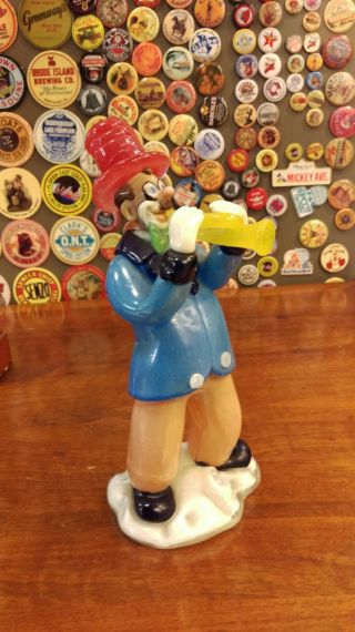 Vintage Large Whimsical Czech Glass Trumpet Player Figurine Clown