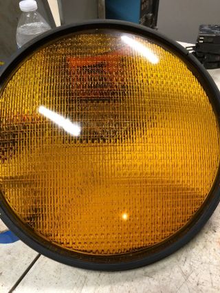 Vintage Glass Flatback Eagle Signal 12 " Yellow Traffic Signal Lens With Gasket