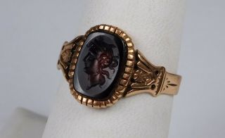 Vintage 10k Rose Gold Ring With An Intaglio Of A Woman - Size 7.  5