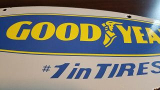 VINTAGE GOODYEAR PORCELAIN GAS AUTO TIRES BLIMP SERVICE STATION DEALERSHIP SIGN 5