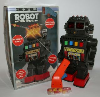 Vintage Sonic Controlled Robot Shooting Missiles (video)