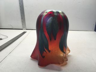 CHARLES LOTTON RARE RED FLOWER IRIDESCENT 7’ TALL VASE SIGNED 3 PEOPLE 1991 RARE 12
